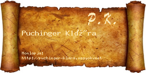 Puchinger Klára névjegykártya